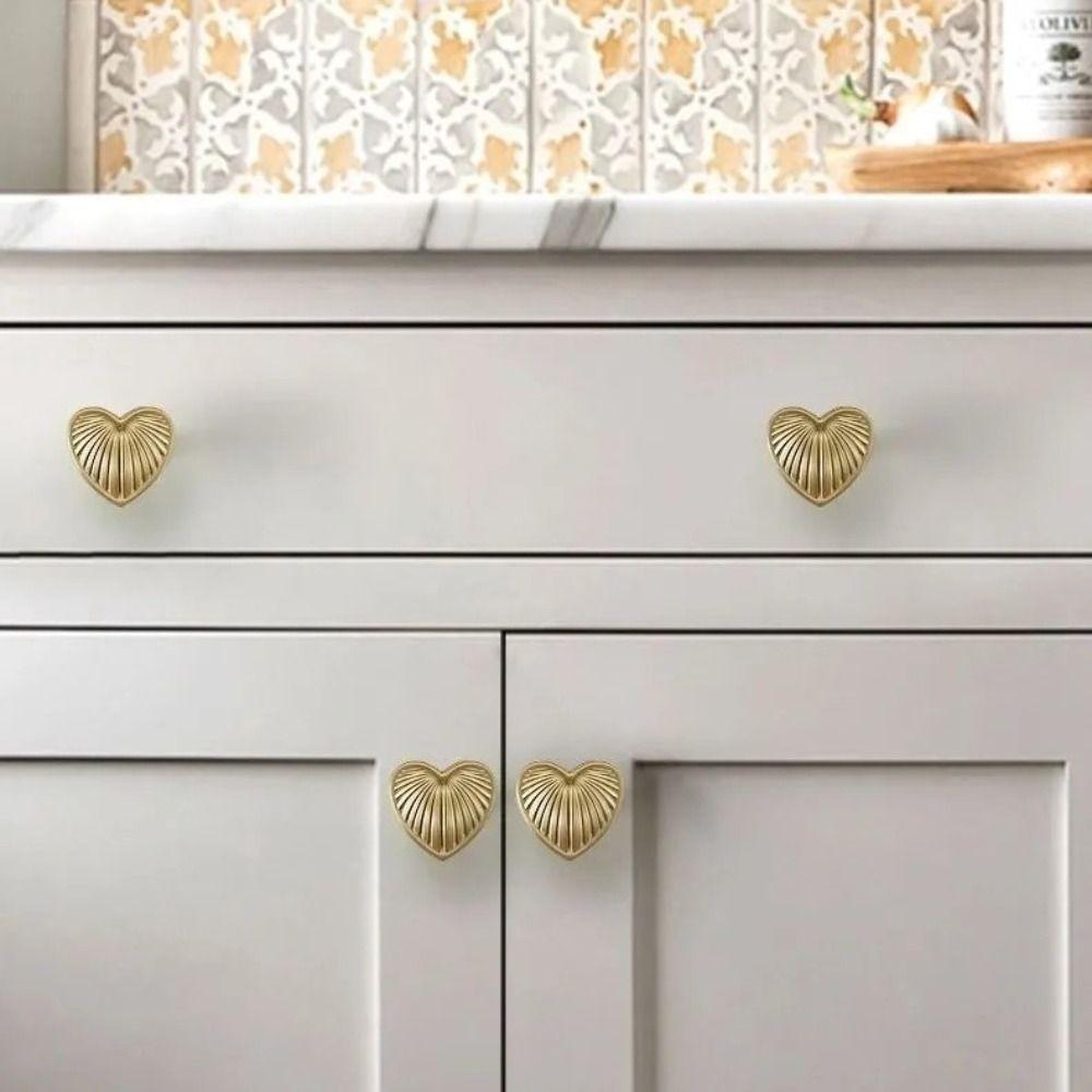 Modern Minimalist Cabinet Knob Brushed Chrome Gold Heart Shaped Knob Single Hole Knob  Bedroom