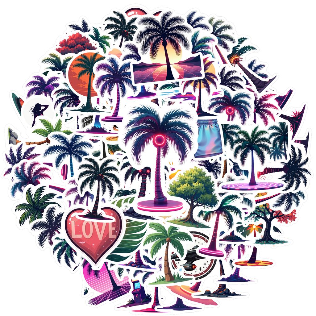 35pcs-100pcs Decals  Waterproof Decorative Stickers Tropical Stickers Palm Tree Stickers for Suitcases Computers Phones