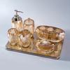 Kristall Badezimmer-Zubehörset Luxus Toiletten-Handdesinfektionsmittel Flasche Mundspülbecher Seifenschale Aufbewahrungsschale Badezimmerzubehör Neu