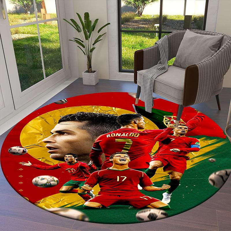 CR7 Round Area Rug,Carpet Rug for Living Room Bedroom Sofa Playroom Decor,Non-slip Floor Mat