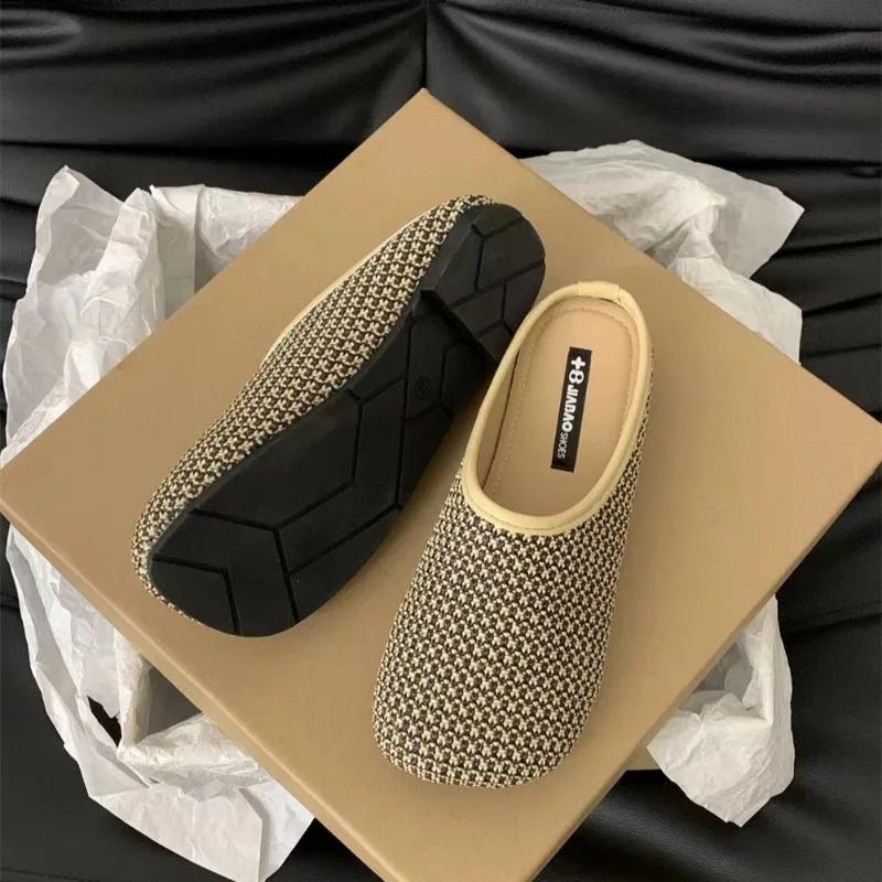 Fashion Women's Shoes 2025 Brand Baotou Women's Slippers Fashion Solid Daily Slippers Women Hot Sale Shallow Flat Slipperszapatos Mujer