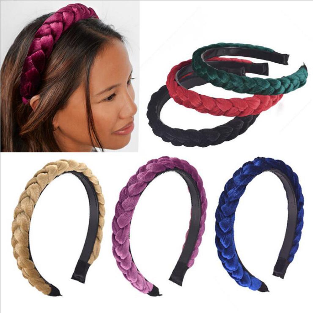 New Fashion Braid Headband Soft Flannel Hairband Women Non-slip Teeth Headwear Turban Classic Hair Hoop Adult Hair Accessories