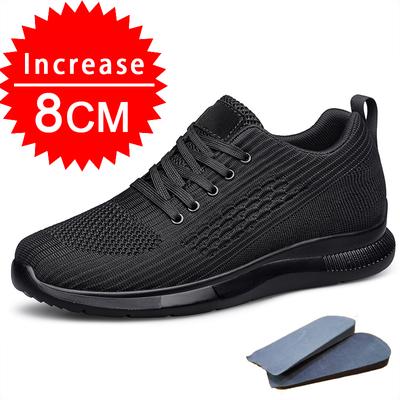 Men Big Size 37-47 Breathable Mesh Elevator Sport Shoes Soft Comfortable 8cm Hidden Heels Height Increasing Sneakes Lift Casual