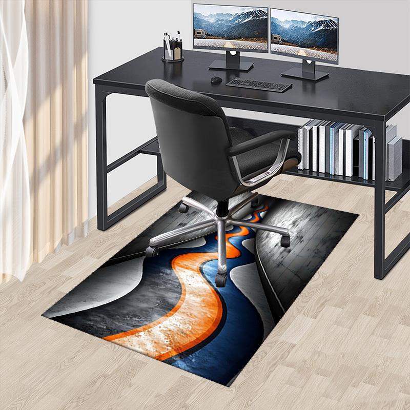

1pc Office Chair Mat: Orange and Blue Wave Design, Perfect for Home or Office Decor - Ideal Gift for Any Season!P075 60cm by 90cm