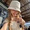 Japanese Cotton And Linen Summer Thin Breathable Versatile Bucket Hat Women'S Washbasin Hat Sunscreen Flower Sun Hat Tide