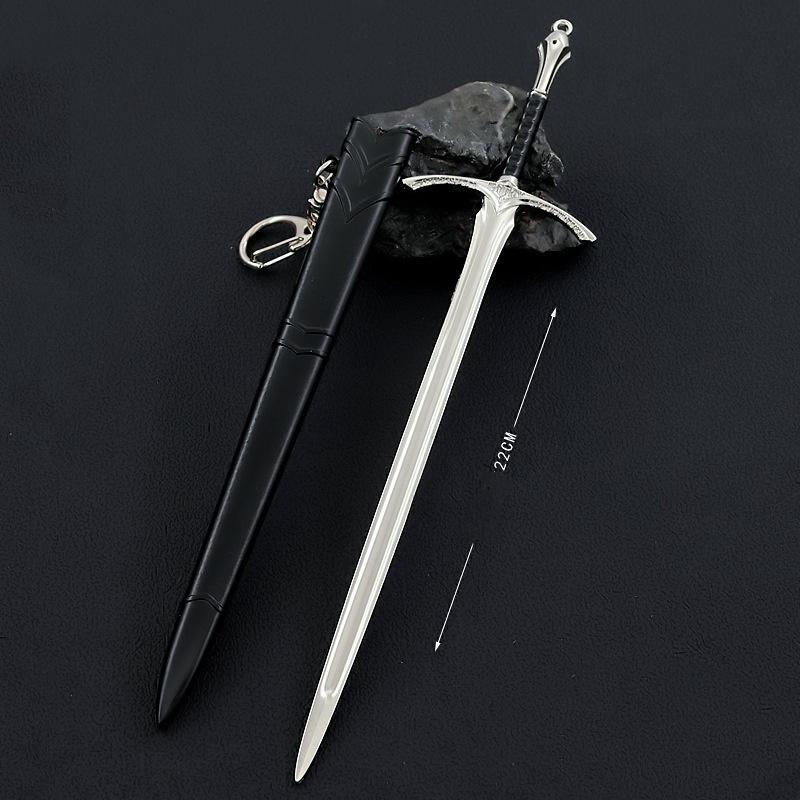22cm Ring Baggins Katana Aragorn Sword Anime Medieval Glamdring Narthil Sword Ninja Knife Real Japanese Katana Samurai Sabre Toy