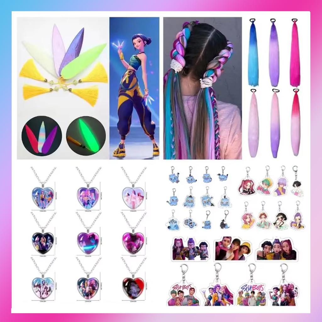 Kpop Klíčenky s démony Party doplňky Náhrdelník se srdcem Zoey Rumi Cosplay doplňky Halloween dekorace Party dárky