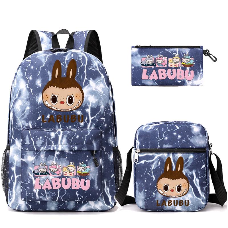 3Pcs/set Cute Printed Backpack with Shoulder Bag Pencil Case Student Girl Boy Schoolbag Large Capacity Bookbag Travel Bag