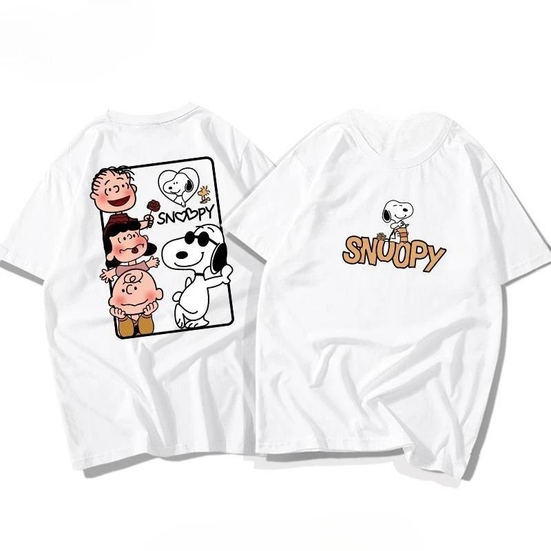 Oversized Short-Sleeve T-Shirt Featuring a Peanuts Gang Character Collage Print on the Back, Including Snoopy,