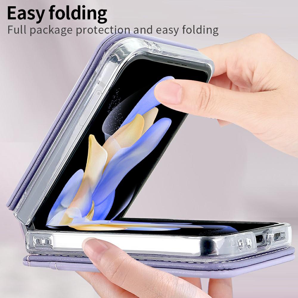 For Samsung Galaxy Z Flip7 FE 5G/Z Flip6 5G Case with Strap Card Slot PU+PC Phone Back Cover