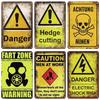 CautionCharm Vintage Metal Plaque - Warn Slogan Design - Great for Door, Factory & Home Wall Decor - Retro Caution Sign Poster