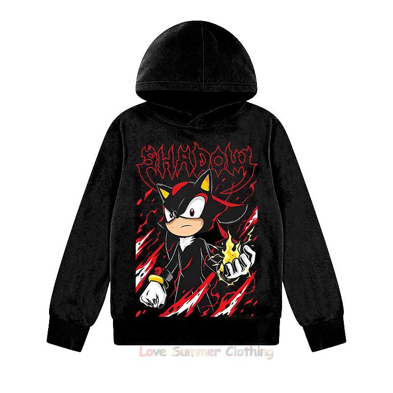 Sudadera con capucha para niños de 4 a 14 años Estampado HD de Sonic Sudadera fina para niños Sudadera con capucha de manga larga para otoño Ropa casual sencilla para niñas Poliéster
