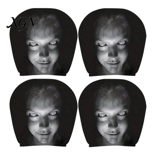 Funny Car Prank Gifts 4 Pcs Halloween Headrest Covers, Creepy Ghost Face Seat Easy Install Covers Protector, Universal Auto Decor for SUV Truck,