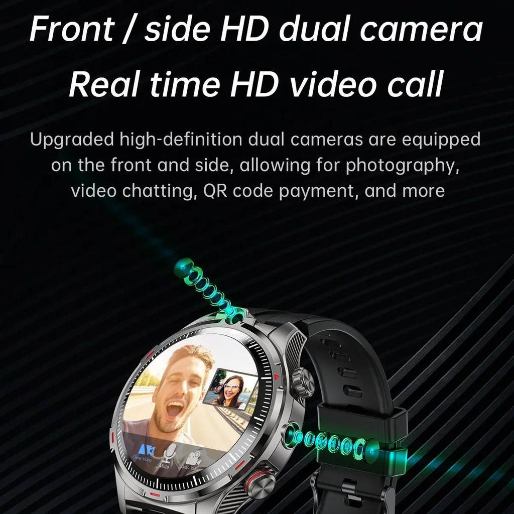 Android smartwatch with SIM card, calling, Wi-Fi, GPS, and camera for men.