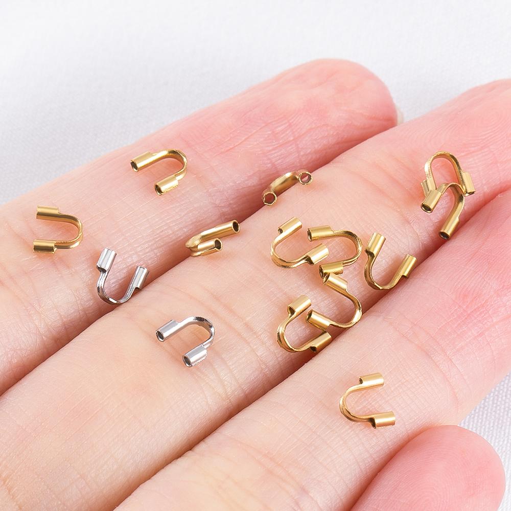 10pcs 30pcs Stainless Steel Gold Wire Protector Wire Guard Guardian Protectors Loops U Shape Clasps Connector DIY Jewelry Making