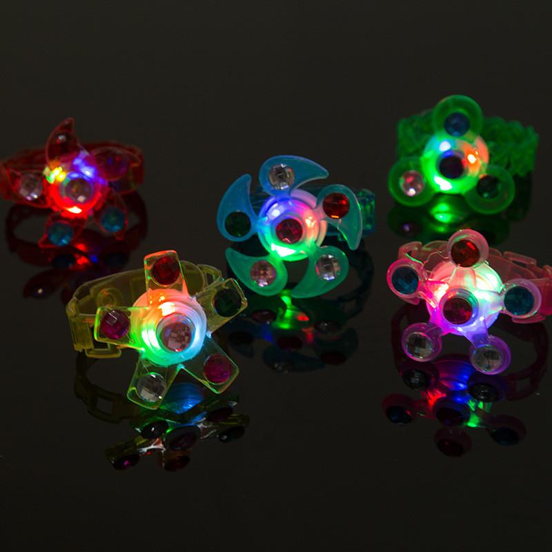 Luminous Wrist Band Manual Rotating Soft Flash Gyro Bracelet LED Cartoon Lights Glow In christmas
