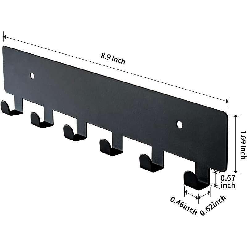 Key Holder for Wall, Wall Storage with 6 Hooks, Wall Mounted Key Holder for Hallway, Self Adhesive Key Rack