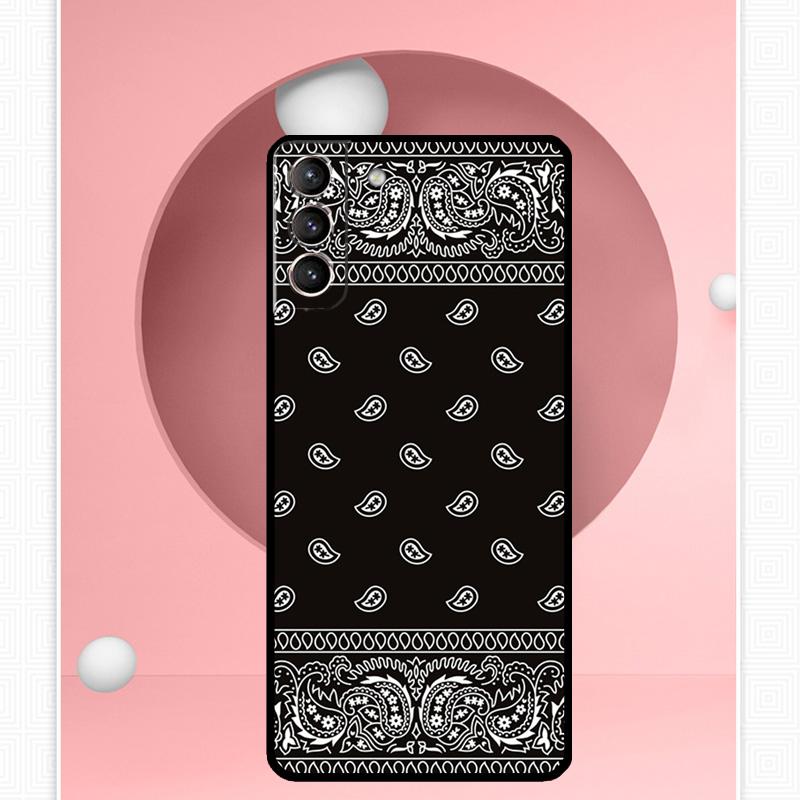 Black Bandana Paisley Case For Samsung Galaxy S25 Ultra S20 S21 S22 S23 S24 Ultra S9 S10 Plus S25 FE Cover Funda