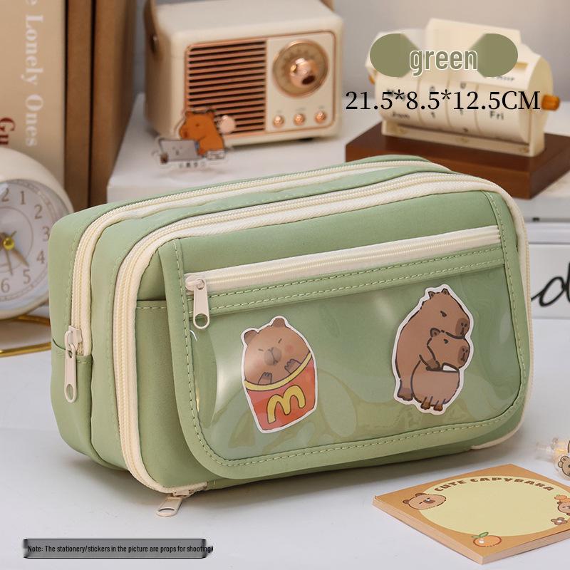 Large-Capacity Capybara Pencil Case for Girls – Cute & Transparent Design for Junior High Students