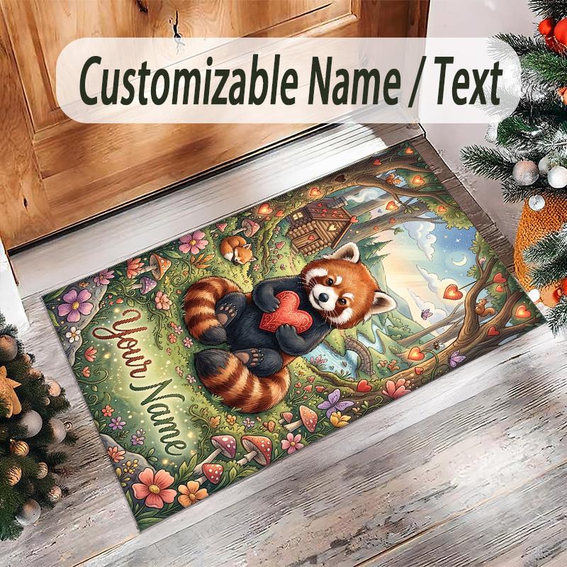 Valentine Love Theme Crystal Velvet Rug Personalized Custom Name Text Soft Floor Mat Home Decor