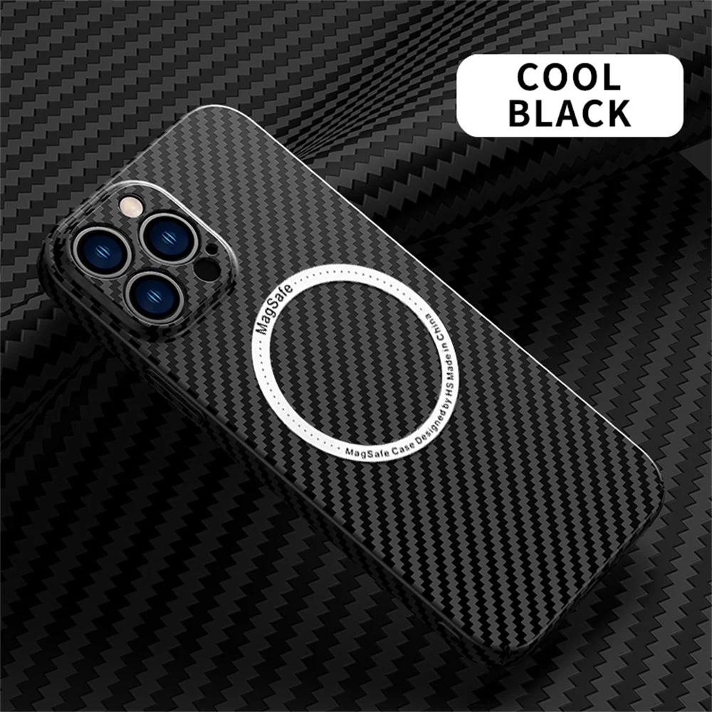 

Carbon Fiber for Magnetic Wireless Charging Case for iPhone 16 14 15 Plus 11 12 13 Pro Max Magsafe Texture Splice PC Hard Cover For iPhone 16 Plus