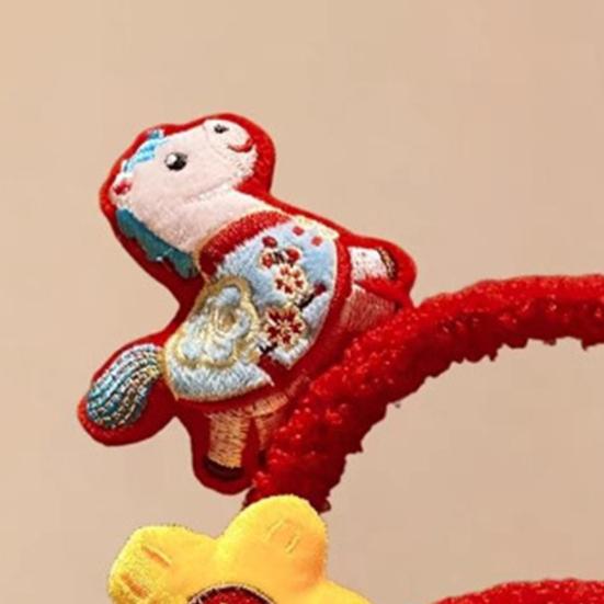 Yousheng 2026 Year of Horse Headband Plush Soft Comfortable Bright Red Hair Hoop 2026 Zodiac Hair Accessory Festive Joyful Decoration