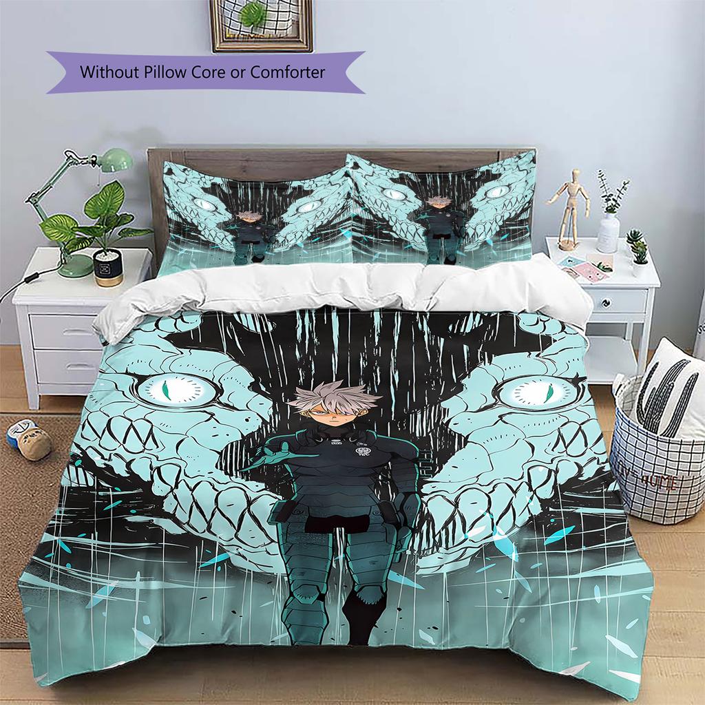 Kaiju No. 8 Pattern Bedding,Quilt Set Quilt Cover Pillowcase Home Birthday Gift (1 * Duvet Cover + 2 * Pillowcase, Without Core)