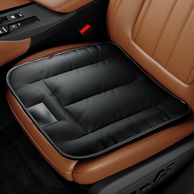 Universal Car Seat Cushion Luxury Leather Black Four Seasons Comfort Breathable Upholstered Auto Front Seat Pad Car Accessories