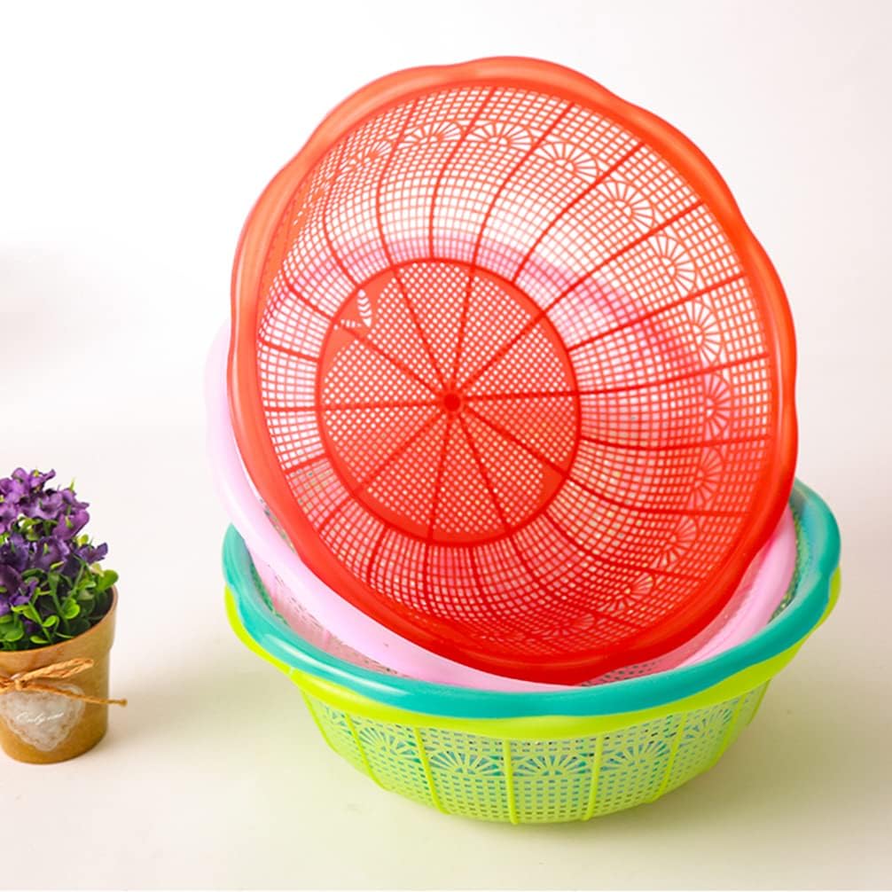 4Pcs Plastic Rice Washing Basket Set - Multifunctional Colander for Fruits Vegetables and Rice - Space-Saving Kitchen Tool - Assorted Color