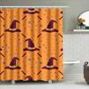 Tuniu Halloween Witch Hat Pattern Shower Curtain Cute Bat And Pumpkin Print Bathroom Decor