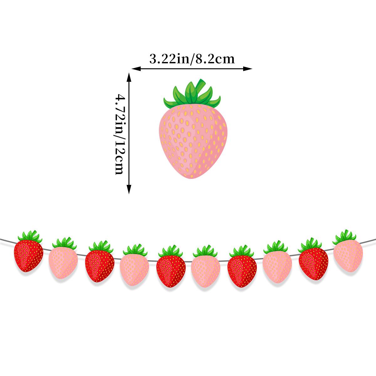 

Sweet Fruit Flower Strawberry Theme Happy Birthday Banner Honeycomb Ornament for Kids Girl Birthday Baby Shower Party Decor