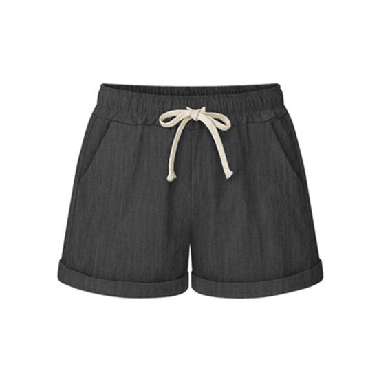 Plus Size Casual Women Summer Solid Color Drawstring Shorts Loose Hot Pants