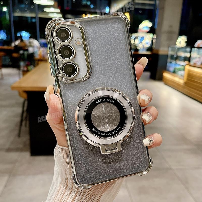 

A 16 15 35 55 54 34 14 Роскошный чехол-держатель с покрытием для Samsung Galaxy A55 A35 A25 A15 A16 A36 A54 A34 A14 5g Силиконовый чехол-подставка S25 Ultra