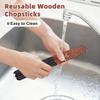 Antner 5 Pairs Hardwood Chopsticks Reble Japanese Style Natural Wood Chop Stick Hand-Carved Chopstick Gift Set, 9 Inches