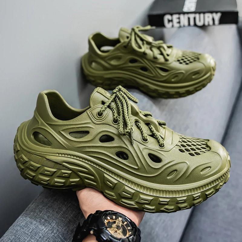 

Couple Sandals For Men New Fashion 2025 Summer Outdoor Hole Shoes for Women Sandals 45 зелений