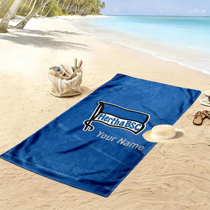Hertha BSC Custom Name Print Beach Towel, Large Soft Quick Dry Towel for Beach Camping Swimming