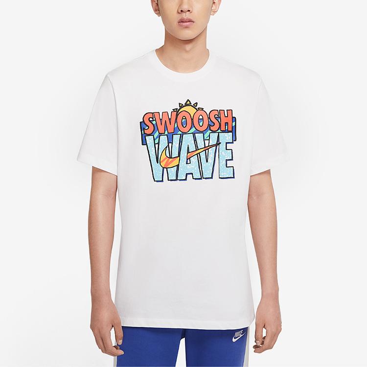 Nike Logo Print Crew Neck Pullover T-shirt Men Tops White CW0431-100