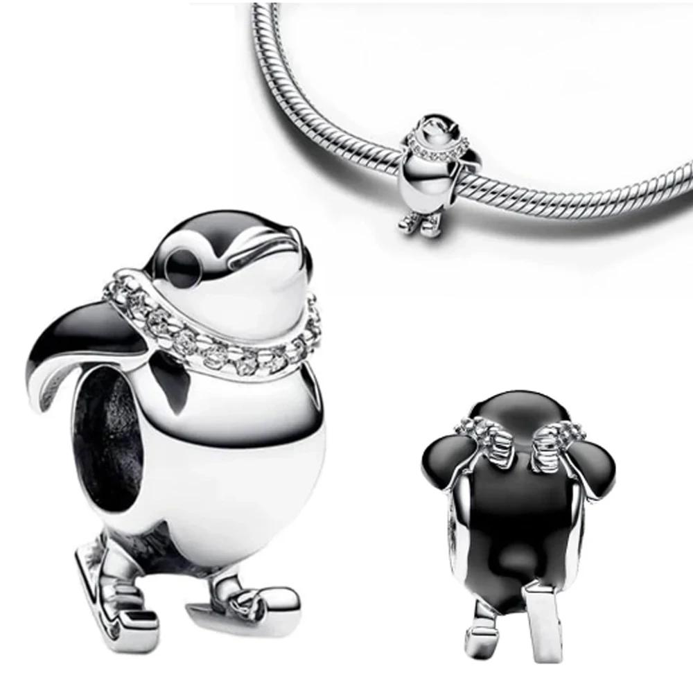 Copperanimal Pet Series Charm Penguin Owl Hugging Heart Beads For Women'S Bracelet Diy Jewelry Making Gift