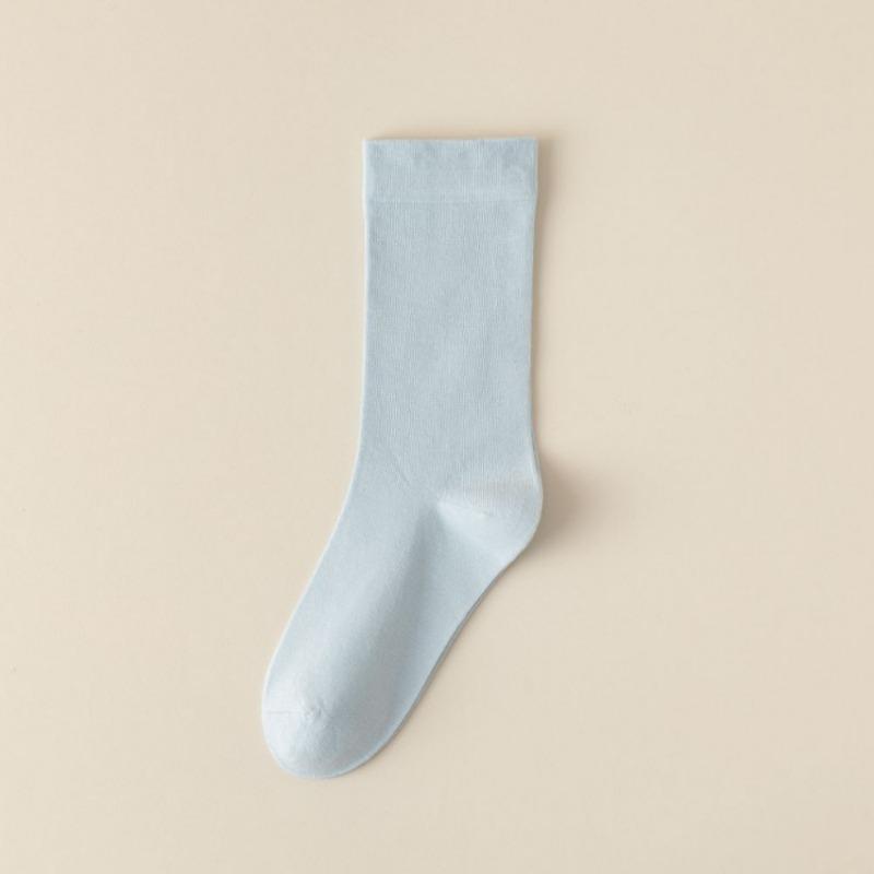5 Pairs Solid Color Cotton Socks Medium Tube Knitted Loose Long Soft Spring Autumn Crew Casual Sock Black White Breathable Women Socks