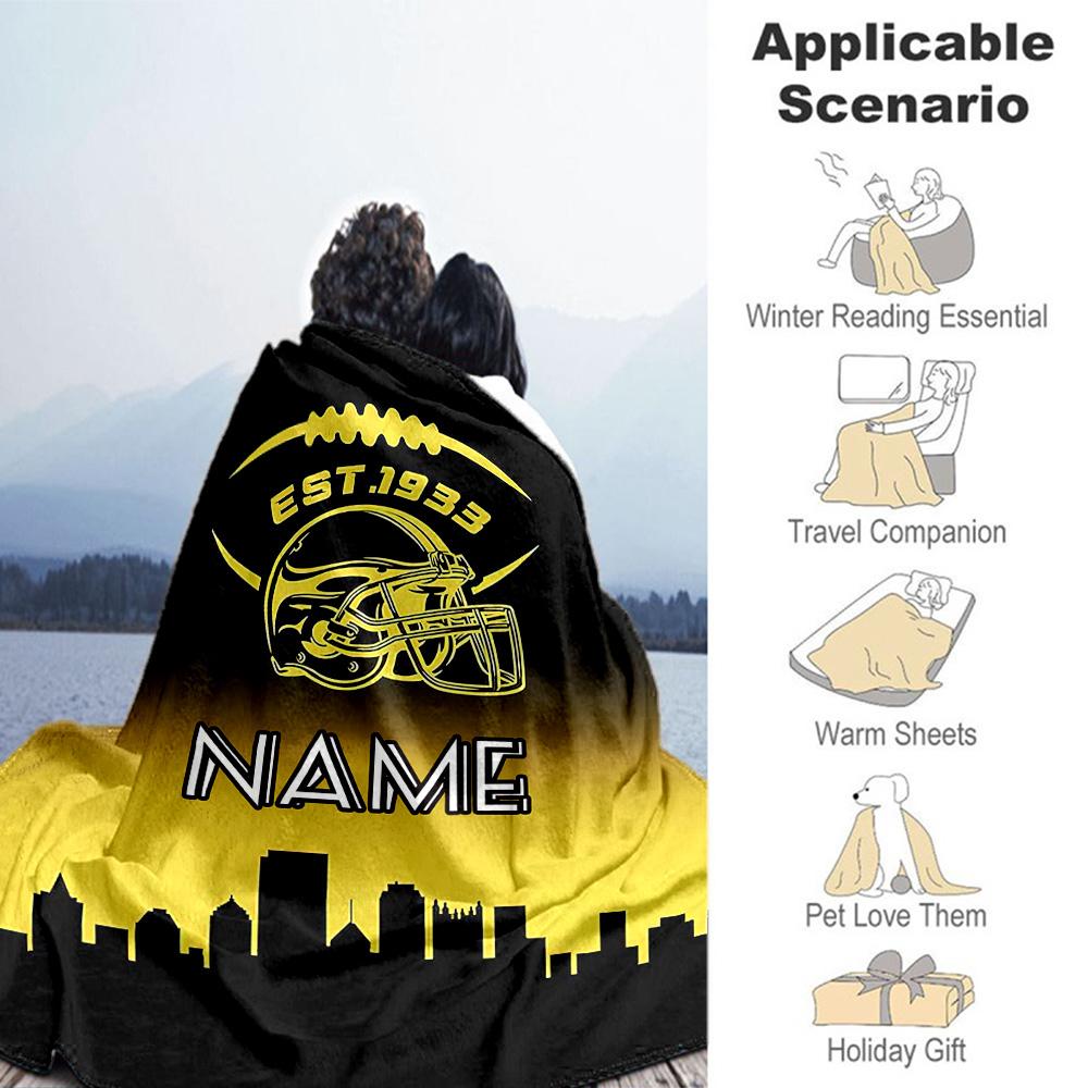 City Football Fans Customize Your Name Blanket Multi-purpose Customizable Blanket Durable Comfort Suitable for Office Couch Bedding Chair