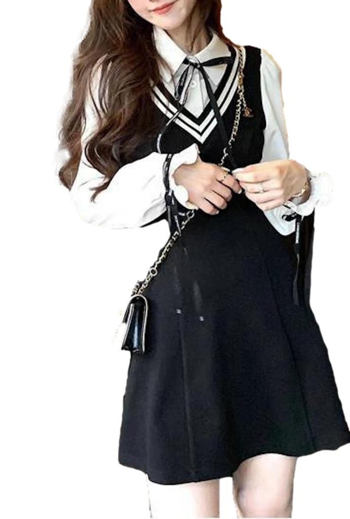 Flared Skirt Dress with and Mini Dress with a Slimming and Sexy Bodycon Dress for Dates and Casual Wear [ReiLuana] Women's Uniform-Style Ribbon,