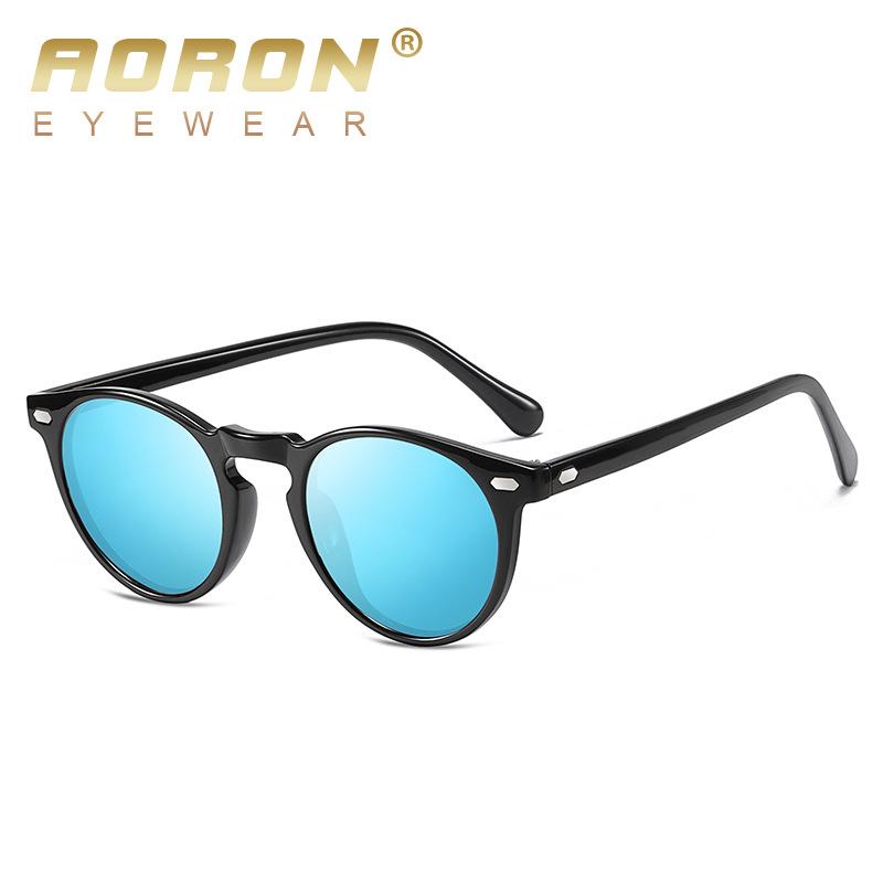 

AORON модные поляризационные солнцезащитные очки с круглыми линзами TR90, солнцезащитные очки в оправе UV400, антибликовые очки для мужчин и женщин синий