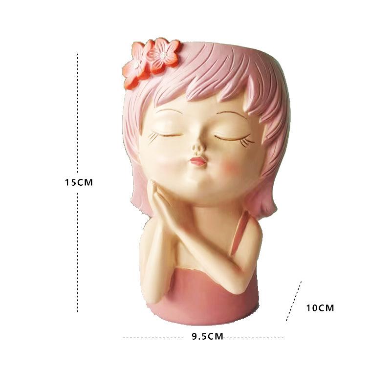Face Planters Pots Tabletop Decorative Decor Flower Vase Statue Fairy Flowerpot For Cafe Kitchen Drawing Room Bedroom Office