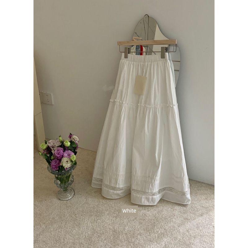 

Thirteen Lines Gentle Summer Elastic Mid Length Long Length Skirt White All yards