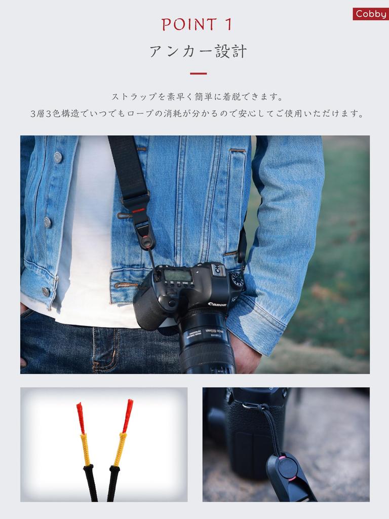 Alça de Câmera Cobby com Elo de Âncora de 35mm de Largura para e Digital Ajustável com Placa de Liberação Rápida DSLR, Mirrorless, Câmeras, (cinzento)