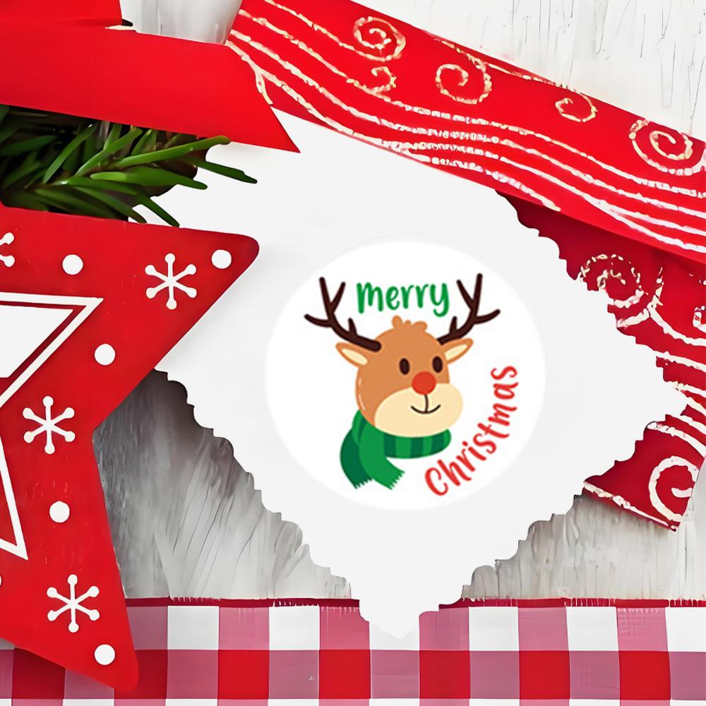 100-500pcs Christmas Tree Santa Claus Merry Christmas Stickers 2.5cm Thank You Stickers for Gift Sealing Holiday Candy Bag Decor