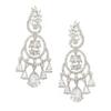 Rhodium-Plated American Diamond Studded Oval & Leaf Shaped Drop Earrings For Girls and Women