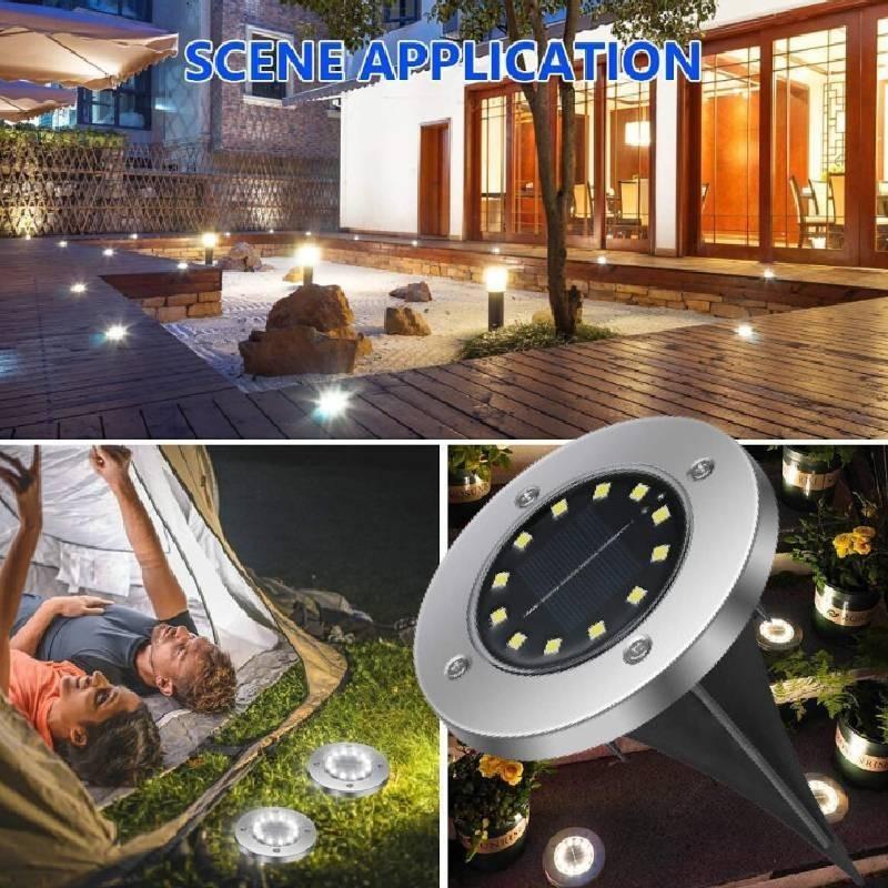 Outdoor Stainless Steel 8 Led Solar Ground Lights Waterproof For Garden Lawn Patio