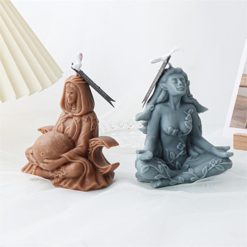 3D Mother Moon Silicone Mold Candle Meditation Yoga Resin Epoxy Soap Cement Mold DIY Greek Goddess of Life Gaia Spiritual Mould