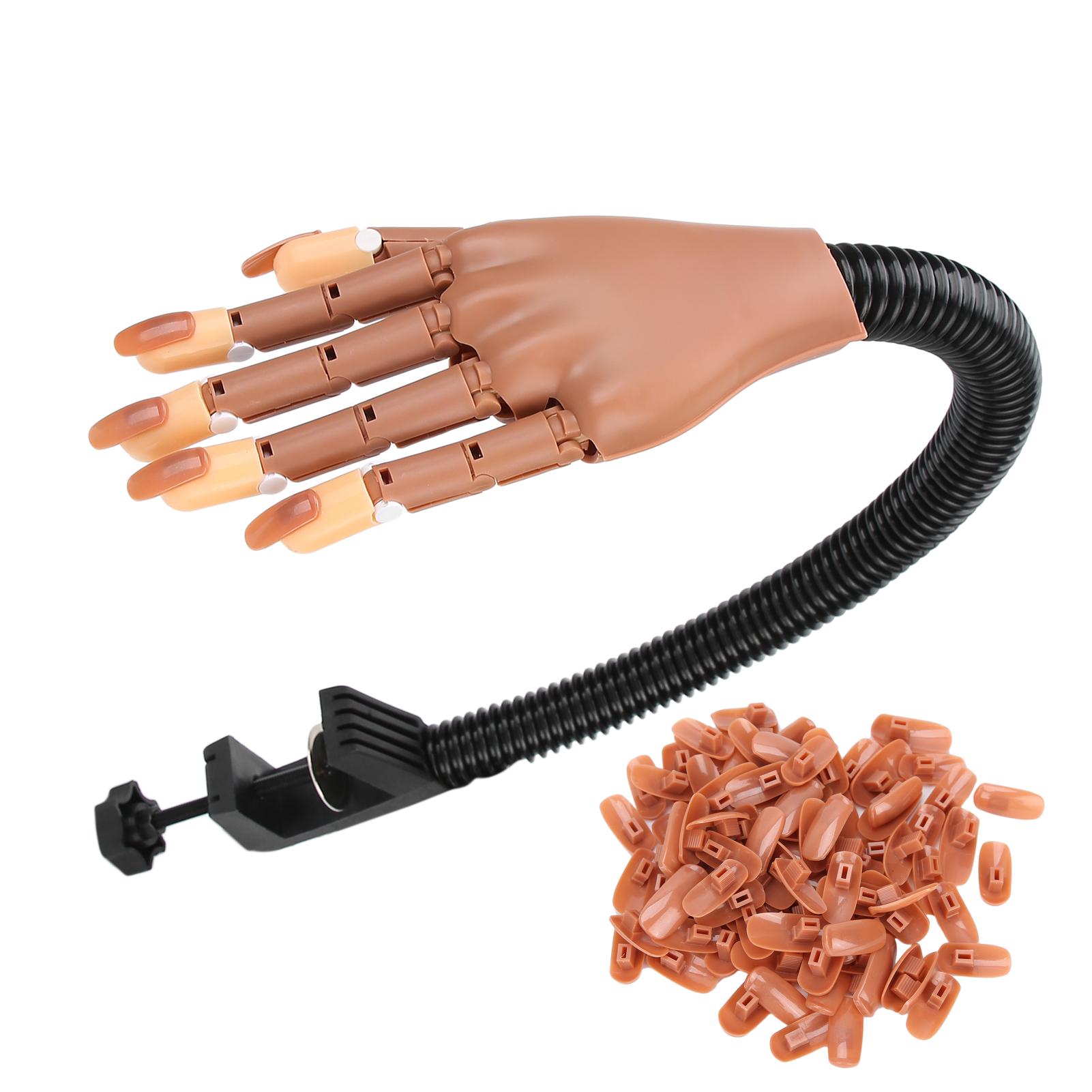 

Гибкие подвижные накладные руки для практики маникюра и нейл-арта с 100 шт. типсами для ногтей